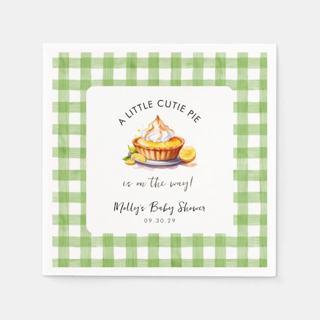 Little Cutie Pie Gingham Baby Shower  Napkins (Front)
