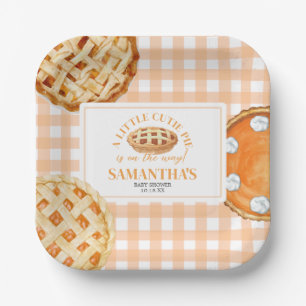 Little Cutie Pie Gingham Baby Shower Paper Plates