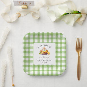 Little Cutie Pie Gingham Baby Shower Paper Plates