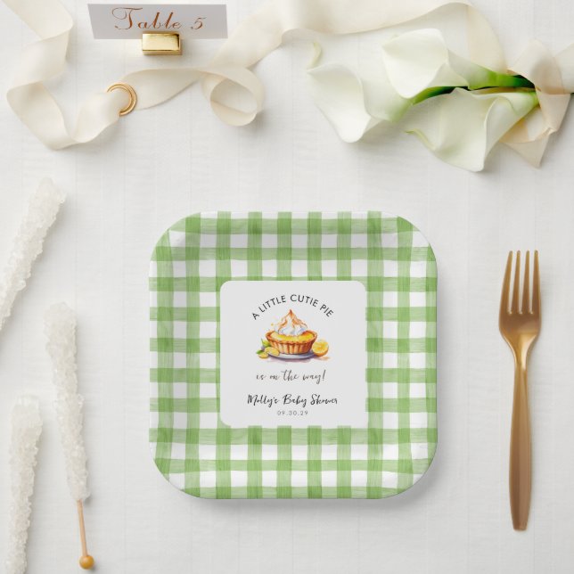 Little Cutie Pie Gingham Baby Shower  Paper Plates (Wedding)
