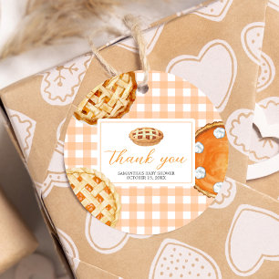 Little Cutie Pie Gingham Baby Shower Round Favor Tags