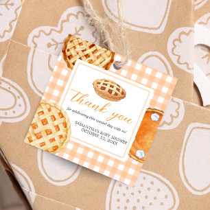 Little Cutie Pie Gingham Baby Shower Square Favor Tags