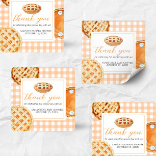 Little Cutie Pie Gingham Baby Shower Square Sticker