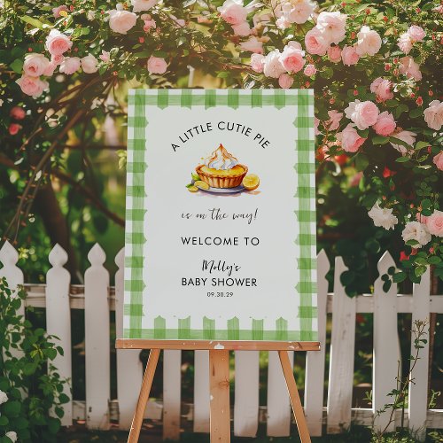 Little Cutie Pie Gingham Baby Shower Welcome  Foam Board