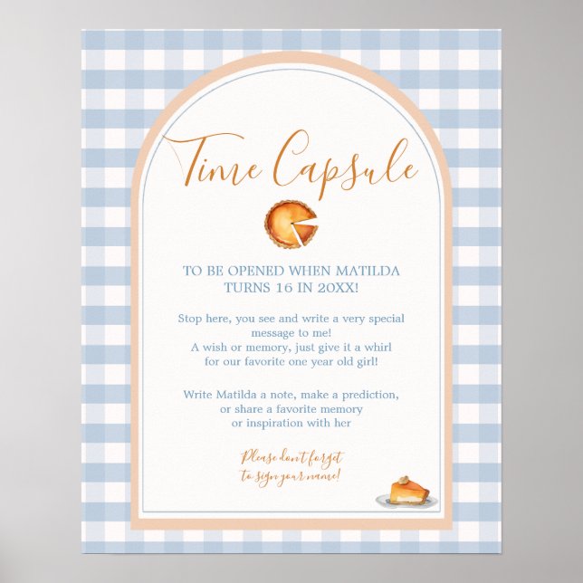 Little Cutie Pie Gingham Birthday Time Capsule Poster (Front)