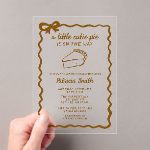 Little Cutie Pie hand draw doodle Fall Baby Shower Acrylic Invitations