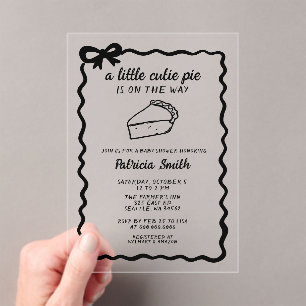 Little Cutie Pie hand draw doodle Fall Baby Shower Acrylic Invitations