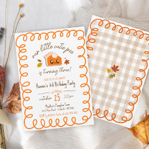 Little Cutie Pie Hand Drawn Fall Birthday Party Invitation