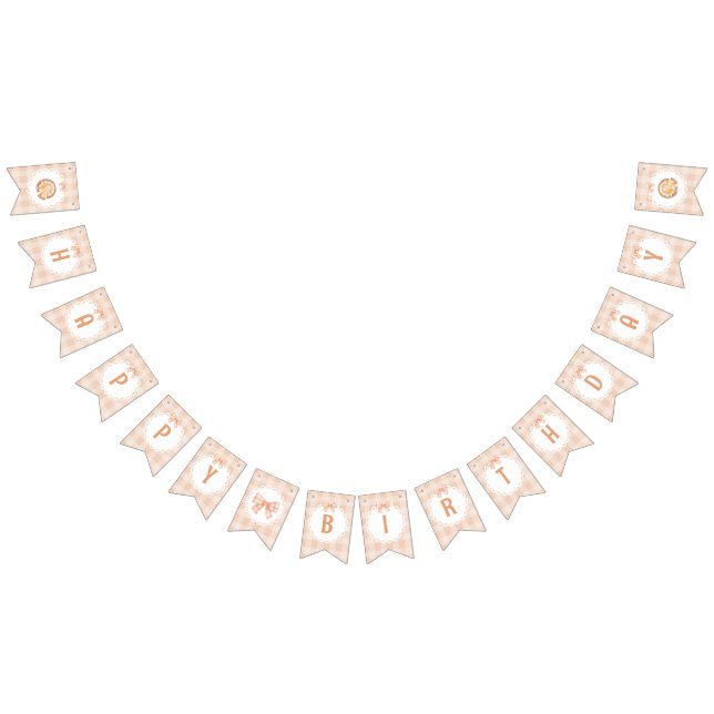 Little cutie Pie happy BIrthday gingham bow Bunting Flags (All)