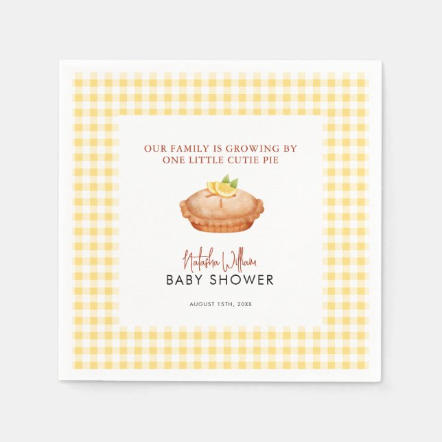 Little Cutie pie is on the way baby shower Napkins (Front)