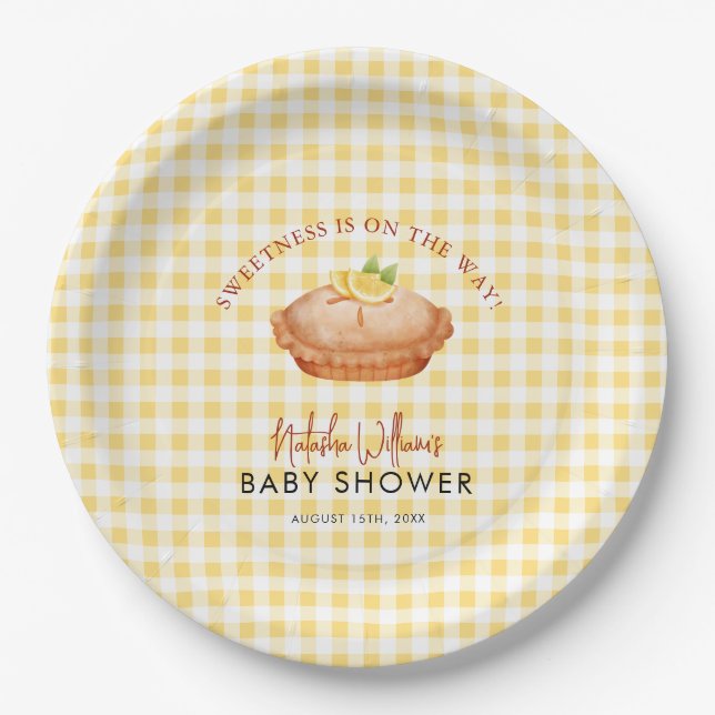 Little Cutie pie is on the way baby shower Paper Plates (Front)