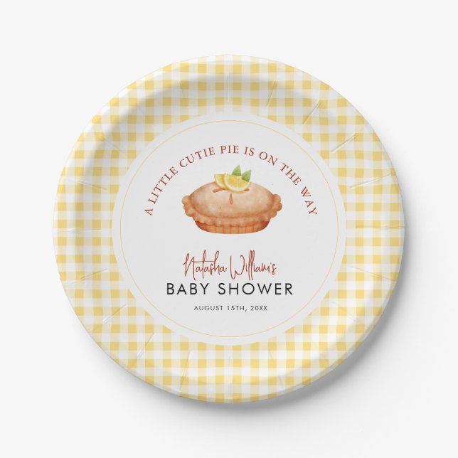 Little Cutie pie is on the way baby shower Paper Plates (Front)