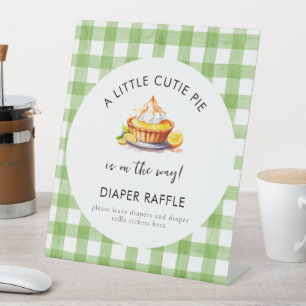 Little Cutie Pie Lemon Baby Shower Diaper Raffle  Pedestal Sign