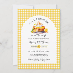 Little Cutie Pie Lemon Citrus Gingham Baby Shower Invitation