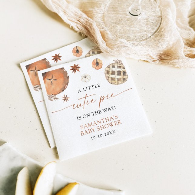 Little Cutie Pie On The Way Fall Baby Shower Napkins (Creator Uploaded)