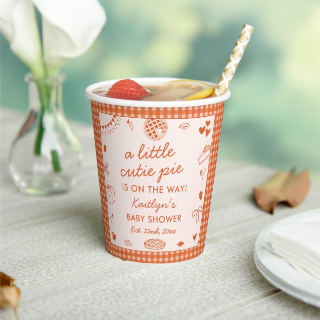 Little Cutie Pie On The Way! Fall Baby Shower Paper Cups (Insitu)