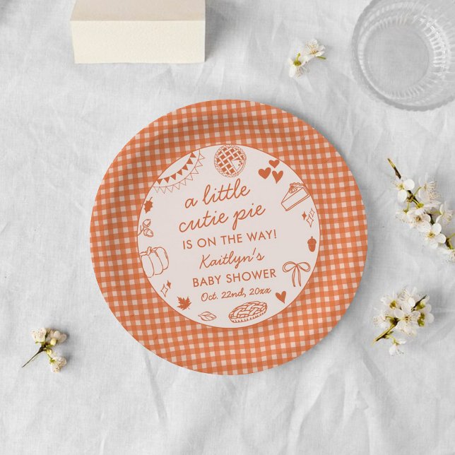 Little Cutie Pie On The Way! Fall Baby Shower Paper Plates (Creator Uploaded)