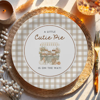 Little Cutie Pie on the Way Fall Baby Shower Paper Plates