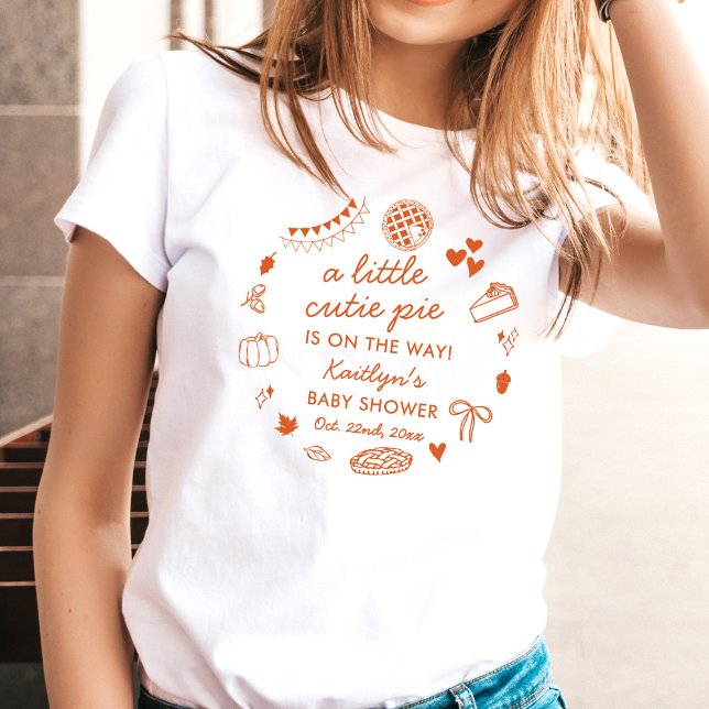 Little Cutie Pie On The Way! Fall Baby Shower T-Shirt (Creator Uploaded)