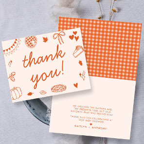 Little Cutie Pie On The Way! Fall Baby Shower Thank You Card