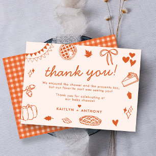 Little Cutie Pie On The Way! Fall Baby Shower Thank You Card