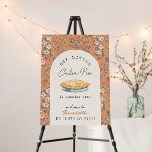 Little Cutie Pie Orang Floral 1st Birthday Welcome Foam Board