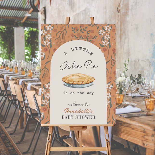 Little Cutie Pie Orange Floral Baby Shower Welcome Foam Board (Creator Uploaded)