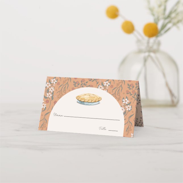 Little Cutie Pie Orange Floral Girl Baby Shower Place Card (Front)