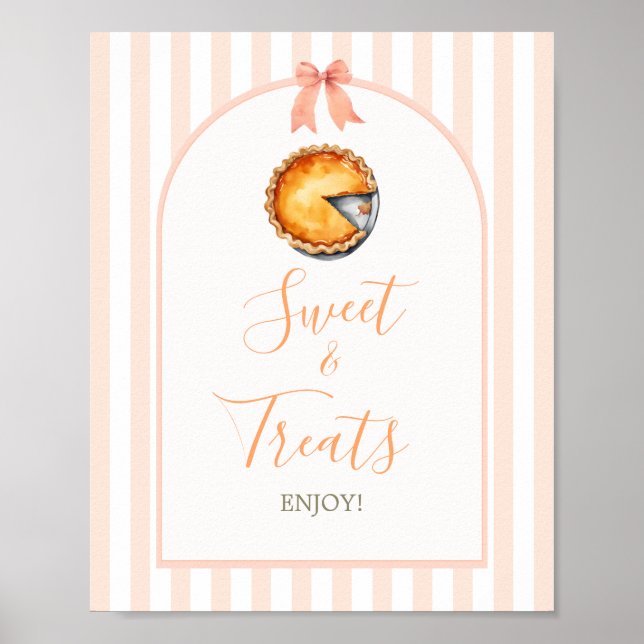 Little Cutie Pie Orange Gingham Sweet Treats Sign (Front)