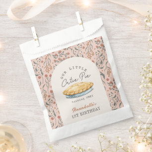 Little Cutie Pie Pink Floral 1st Birthday Favor Bag