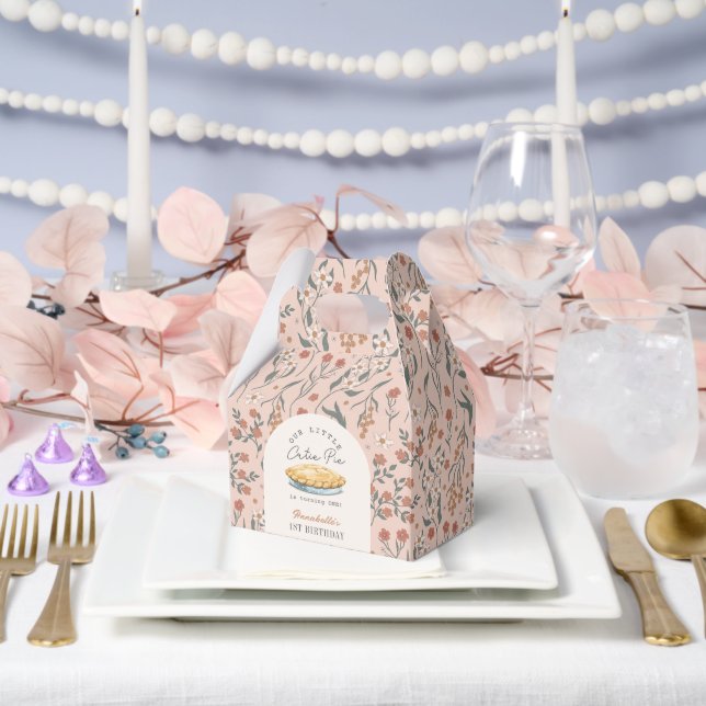 Little Cutie Pie Pink Floral 1st Birthday Favor Boxes (Wedding)