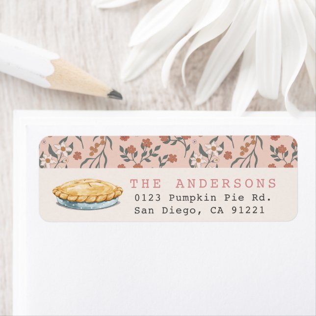 Little Cutie Pie Pink Floral Return Address Label (Insitu)