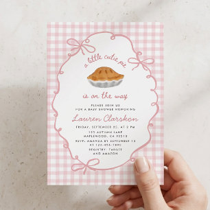 Little Cutie Pie Pink Gingham Baby Shower  Invitation
