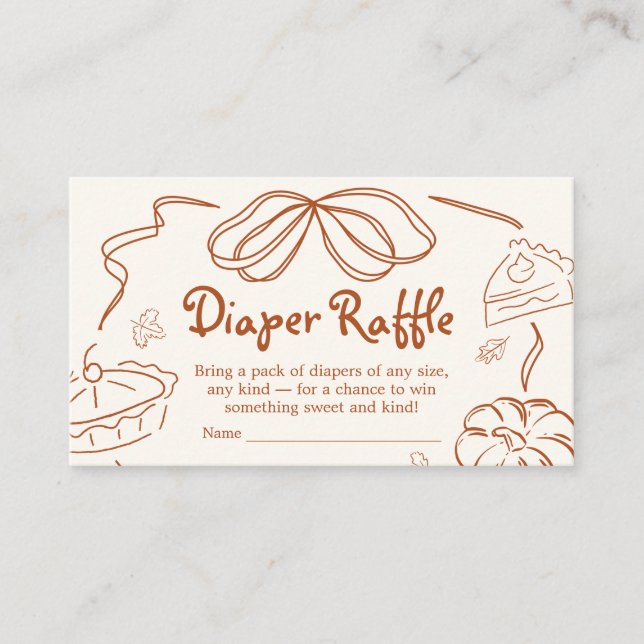 Little Cutie Pie Pumpkin Baby Shower Diaper Raffle Enclosure Card (Front)