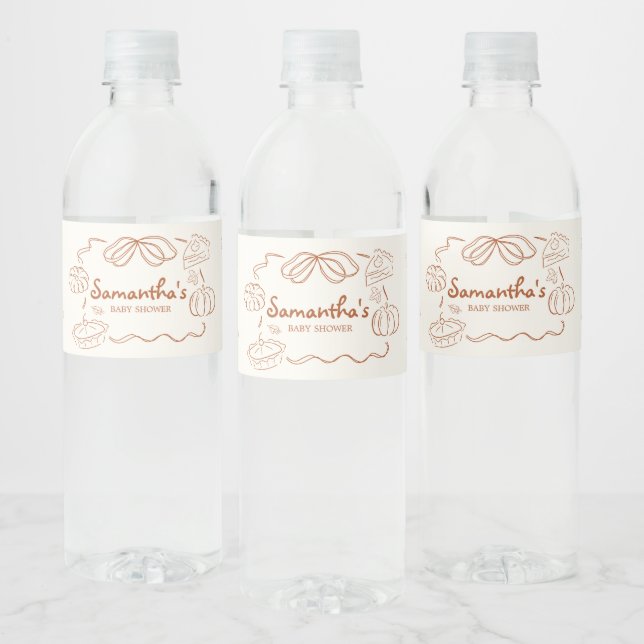 Little Cutie Pie Pumpkin Baby Shower Water Bottle Label (Bottles)