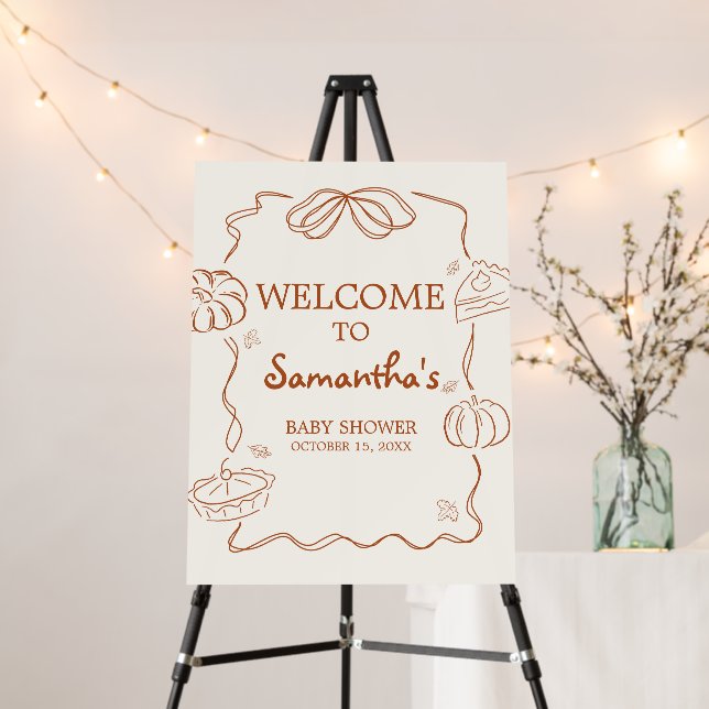 Little Cutie Pie Pumpkin Baby Shower Welcome Sign (In Situ (Stand))
