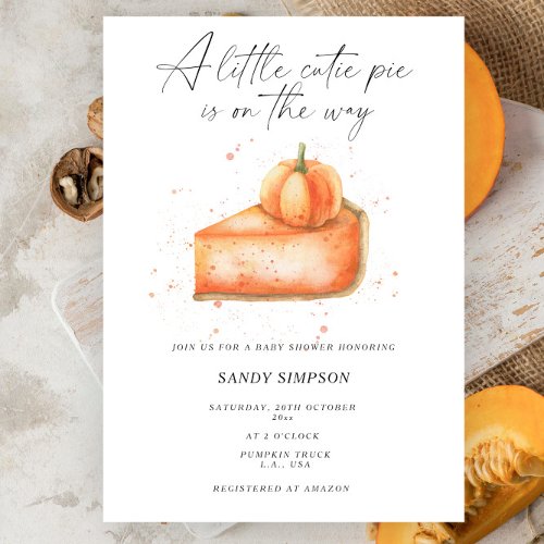 Little Cutie Pie Pumpkin Fall Baby Shower Invitation