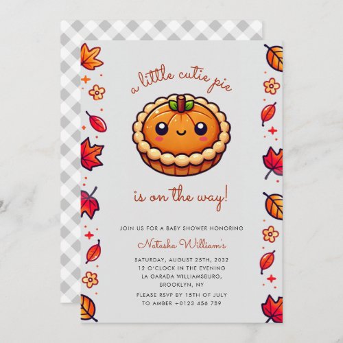 Little Cutie Pie Pumpkin Fall Baby Shower Invitation