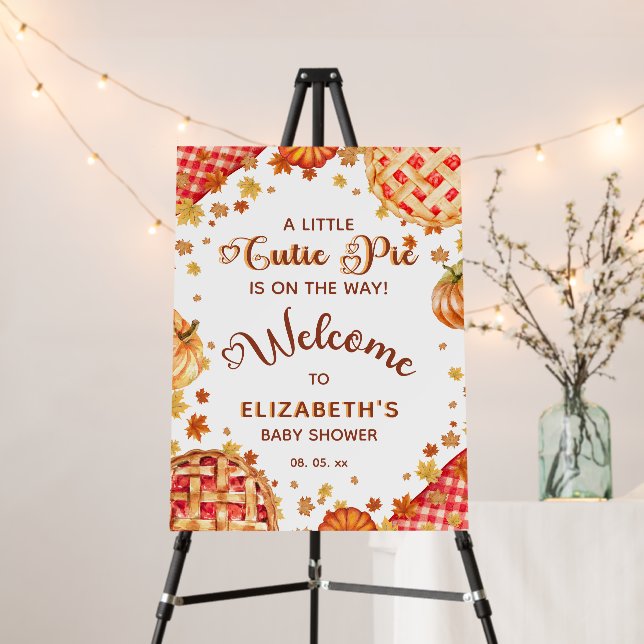 Little Cutie Pie Pumpkin Fall Baby Shower Welcome Foam Board (In Situ (Stand))