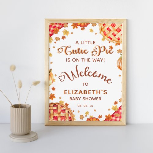 Little Cutie Pie Pumpkin Fall Baby Shower Welcome Poster