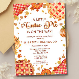 Little Cutie Pie Pumpkin Fall Boy Girl Baby Shower Invitation