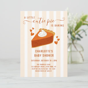 Little Cutie Pie Pumpkin Fall Stripes Baby Shower Invitation
