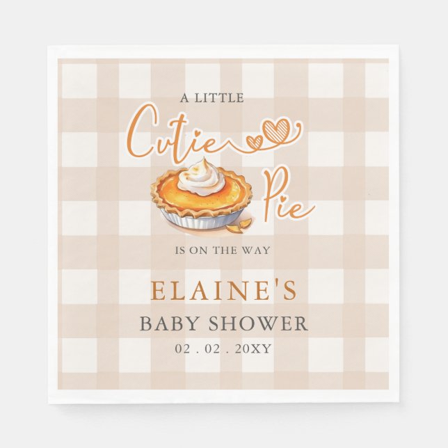 Little Cutie Pie Pumpkin Pie Fall Baby Shower Napkins (Front)