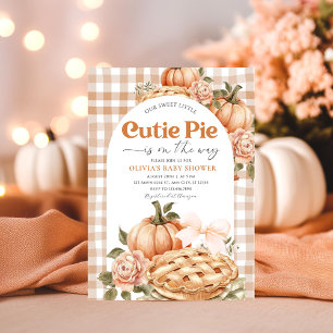 Little Cutie Pie Rustic Floral Gingham baby shower Invitation