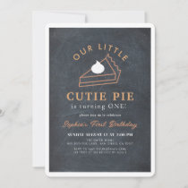 Little Cutie Pie Thanksgiving 1st Birthday Invitation