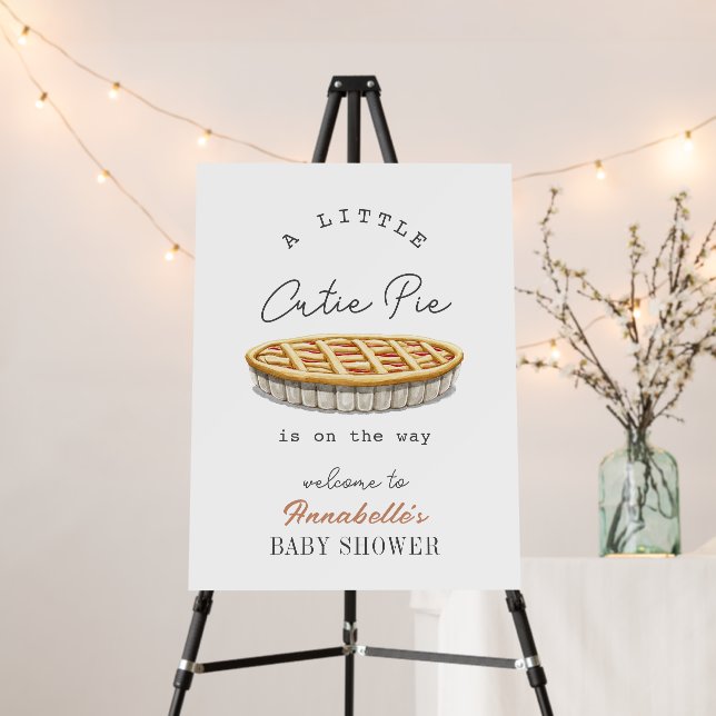 Little Cutie Pie Thanksgiving Baby Shower Welcome Foam Board (In Situ (Stand))