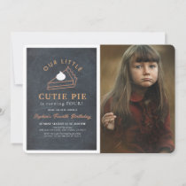 Little Cutie Pie Thanksgiving Birthday Photo Invitation
