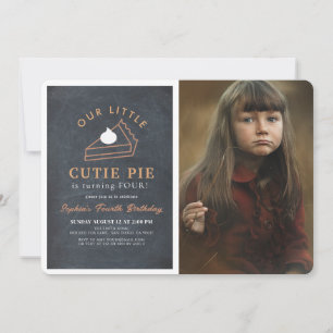 Little Cutie Pie Thanksgiving Birthday Photo Invitation