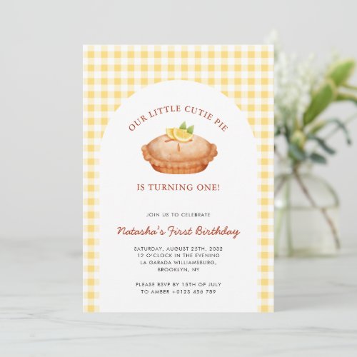 Little Cutie Pie Thanksgiving Fall First Birthday Invitation