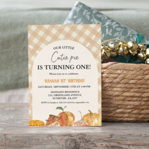 Little Cutie Pie Thanksgiving White 1st Birthday Invitation